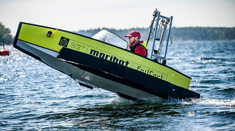 Das emissionsfreie Tragflügelboot "Foilcart" in Action. © Marc Femenia/KTH