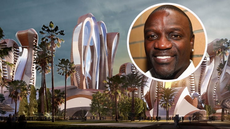 Rapper Akon will die nach ihm benannte Stadt, die sich an der Science-Fiction-City Wakanda aus dem Film "Black Panther" inspiriert, im Senegal erbauen. © akoncity.com; David Fitzgerald/Collision via Sportsfile/CC BY 2.0