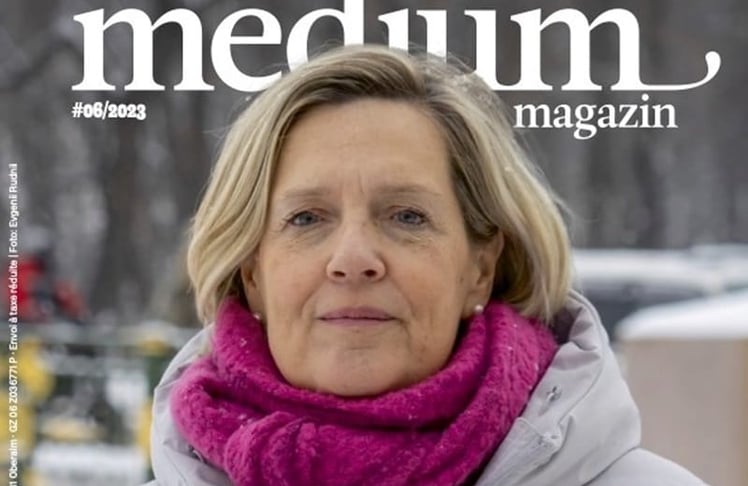 Ina Ruck auf dem Cover des medium magazin, Ausgabe 06/2023 (Bildrechte: Medienfachverlag Oberauer GmbH / Evgenii Rudnii)
