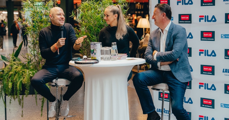 Bett1-CEO Adam Szpyt, Sabine Lisicki und E-motion-Chef Ewdin Weindorfer