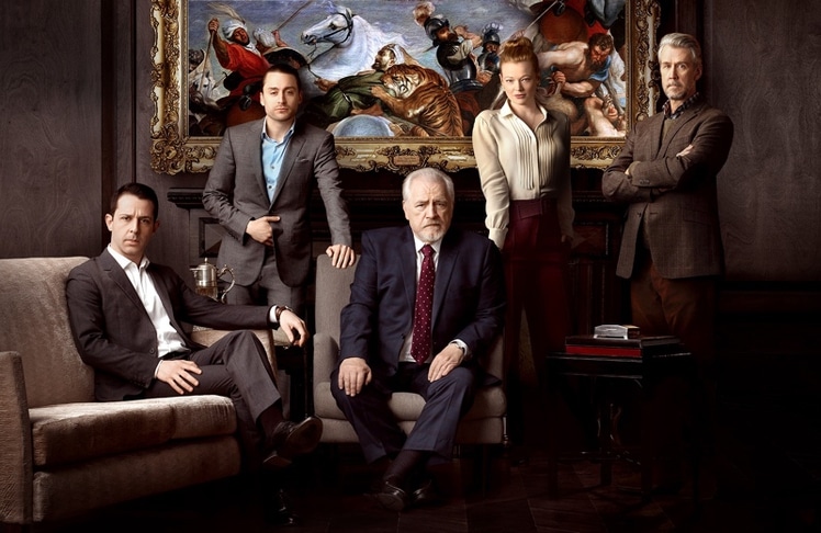 Der "Succession"-Cast: Jeremy Strong, Kieran Culkin, Brian Cox, Sarah Snook und Alan Ruck © HBO