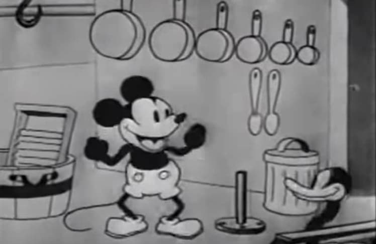 Szene aus "Steamboat Willie" von 1928 mit der ersten vertonten Version von Mickey Mouse (Bildrechte: Disney / Public Domain)