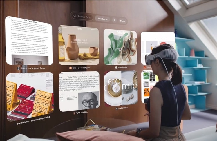 Szene aus einem Demo-Video zum Apple Vision Pro, einem im Frühjahr erscheinenden Mixed-Reality-Headset (Bildrechte: Apple)