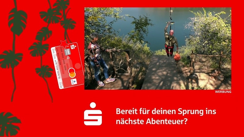 Screenshot aus "Ich bin ein Star – Showdown der Dschungel-Legenden" mit Sparkassen-Frame (Bild: Havas Media / RTL) Screenshot aus "Ich bin ein Star – Showdown der Dschungel-Legenden" mit Sparkassen-Frame (Bild: Havas Media / RTL)