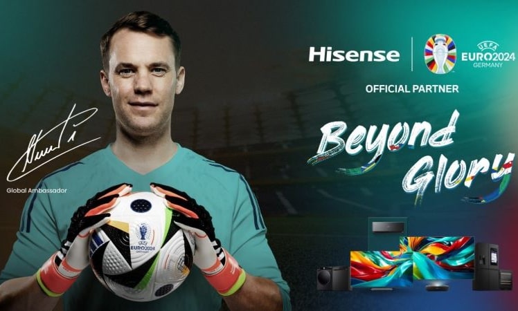 Eine starke Partnerschaft: Manuel Neuer als Hisense-Botschafter für die UEFA EURO 2024™-Kampagne "BEYOND GLORY". © Hisense International