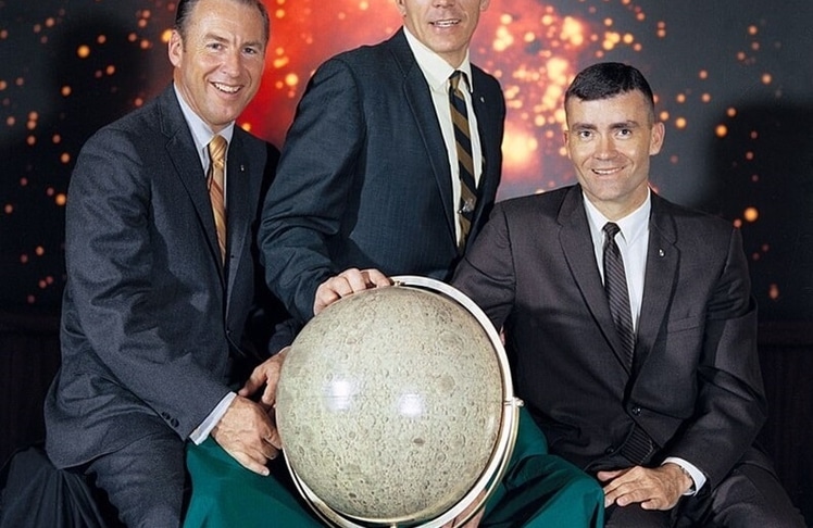 Die Apollo-13-Crew bestehend aus Jim Lovell, Jack Swigert und Fred Haise (Bild: NASA / gemeinfrei)