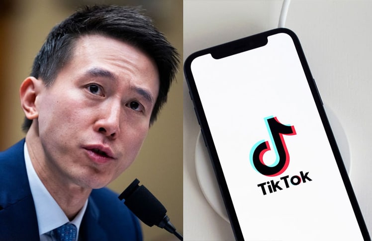 TikTok-CEO Shou Chew will den US-Wünschen nicht widerstandslos entsprechen  - Bild links: Von Tom Williams - [1], Gemeinfrei - rechts: Bild von antonbe auf Pixabay