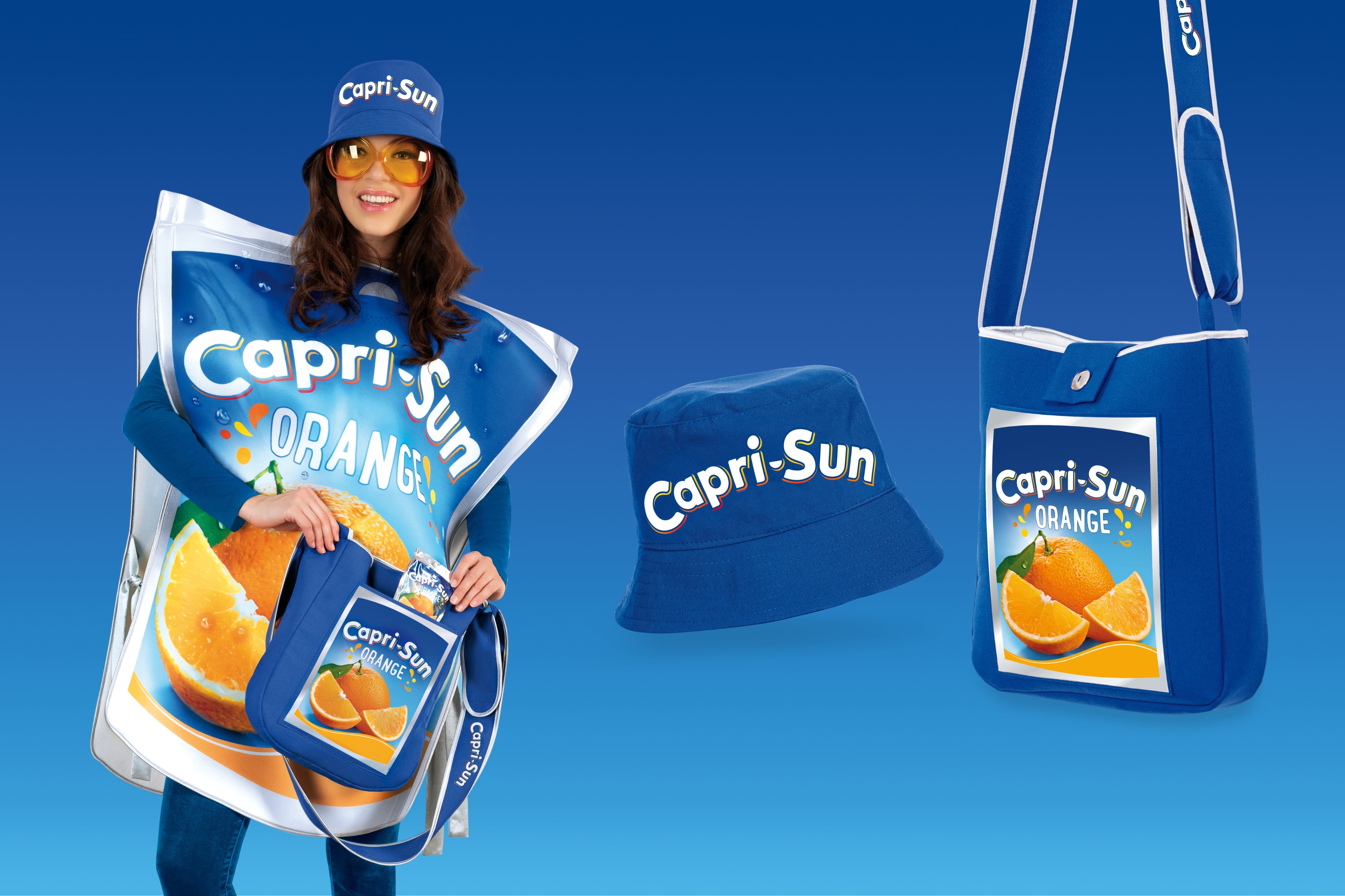 Capri-Sun bringt die Sonne in den Karneval: Das Kultgetränk wird jetzt zum Kostüm. © Capri-Sun