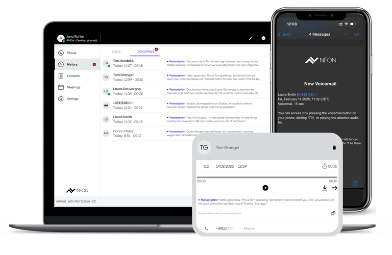 KI-gestützte Transkriptionsanwendungen machen Telefonate bald ohne Umwege zu Text (Bild: NFON)