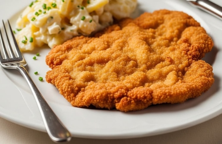 Ein gutes Schnitzel, das ist in Wien eine Kulturfrage. Entscheidend sind die Qualität des Fleisches
die lockere, soufflierte Panier,
die richtige Butterschmalz-Zubereitung, sowie
Temperatur und Saftigkeit © Bild per KI von Leadersnet generiert