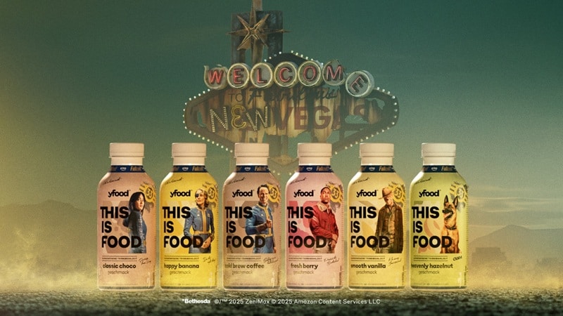 Die sechs yfood-Flaschen der "Fallout"-Kollektion (Bild: yfood) Die sechs yfood-Flaschen der "Fallout"-Kollektion (Bild: yfood)