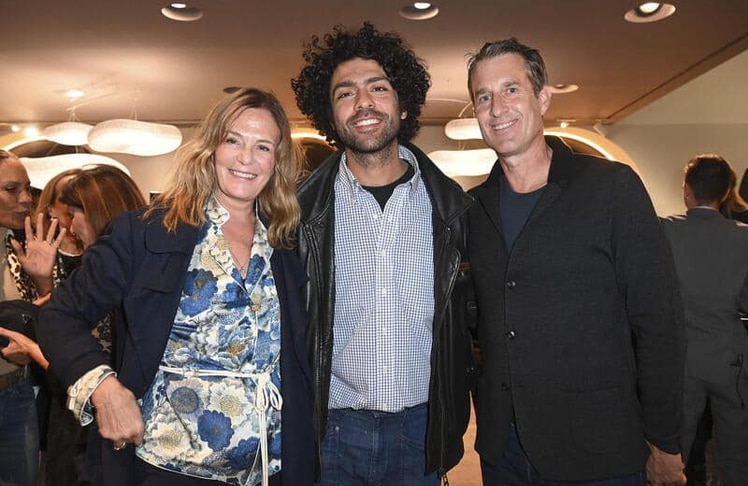 Mon Müllerschön, Noah Becker und Oliver Fritz bei der Mercedes-Benz-Kunstpräsentation in München.