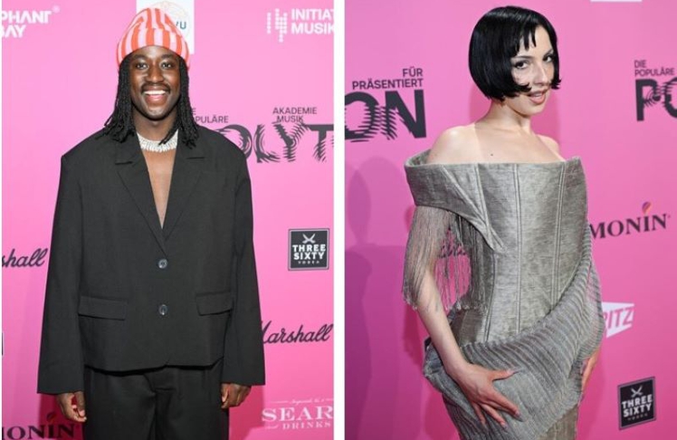 Newcomer Jonny Mahoro und Hyperpop-Künstlerin Domiziana, beide Preisträger beim Polyton 2026, auf dem Roten Teppich in Berlin. © BrauerPhotos/O.Walterscheid