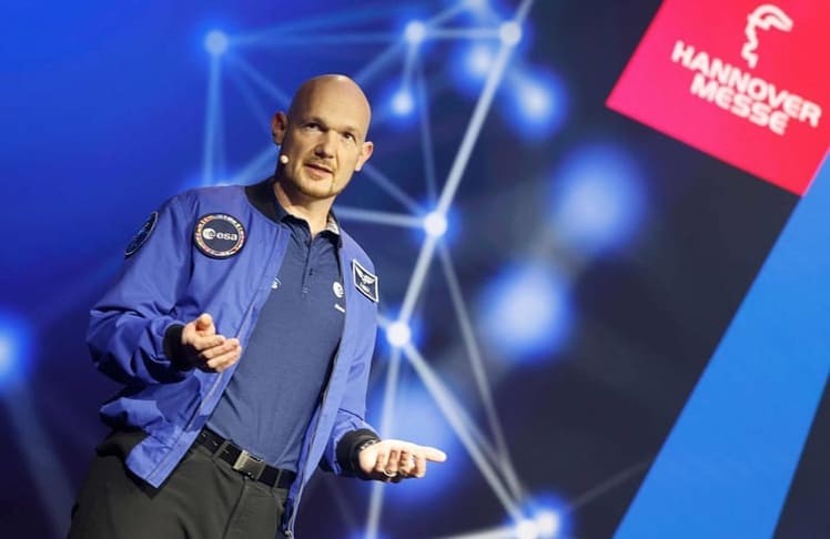 Alexander Gerst am Sonntag, 20. April 2026 auf der Hannover Messe bei seiner Keynote 