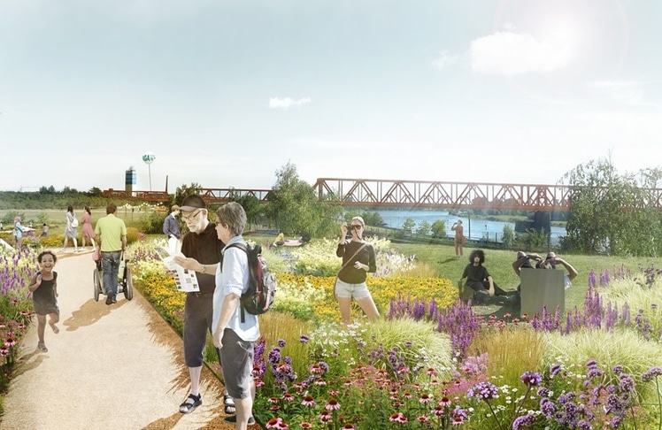 Ähnlich wie auf diesem Entwurf könnte der Zukunftsgarten Duisburg in einem Jahr zur IGA 2027 aussehen