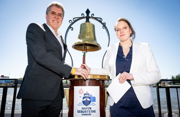 Auf dem Museumsschiff "Rickmer Rickmers" eröffneten Steve Rotheram und Melanie Leonhard offiziell den 837. Hamburger Hafengeburtstag. © Hamburg Messe und Congress/Romanus Fuhrmann
