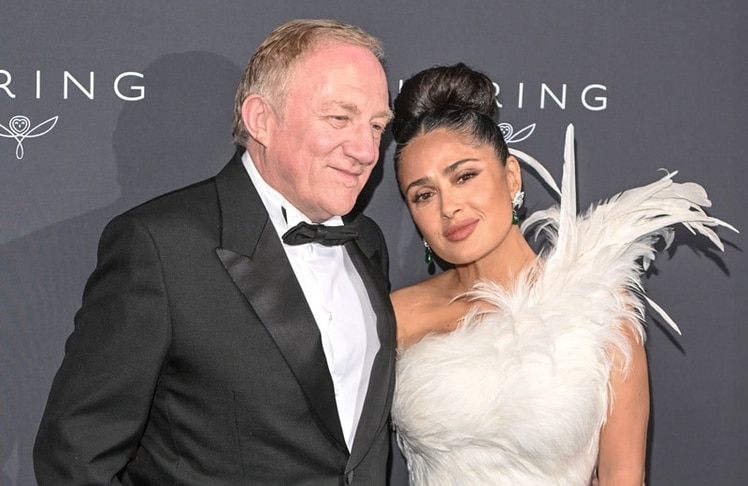 Der Gastgeber und Kering-Vorsitzende François-Henri Pinault mit seiner Ehefrau, Schauspielerin Salma Hayek, bei der elften "Women in Motion"-Ausgabe in Cannes am Sonntag, 17. Mai 2026