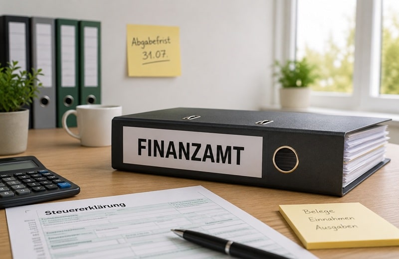 Nicht vergessen: Frist für die Einkommenssteuererklärung 2025 ist am 31. Juli, sofern kein Steuerberater involviert ist (Bild per KI für Leadersnet erstellt)
