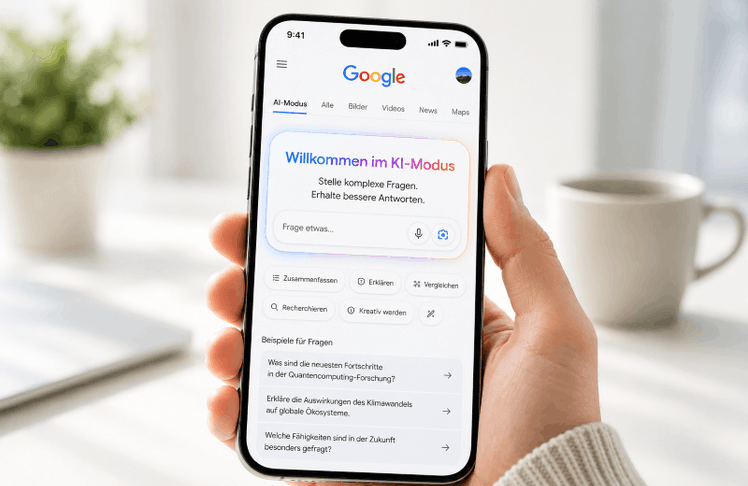 Google erweitert die Suche um einen neuen KI-Modus mit personalisierten und dialogbasierten Antworten.