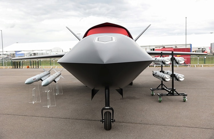 Airbus zeigt mit der U760 "Ravenstorm" sein neuestes Konzept für unbemannte Begleit- und Kampfdrohnen. © Messe Berlin GmbH