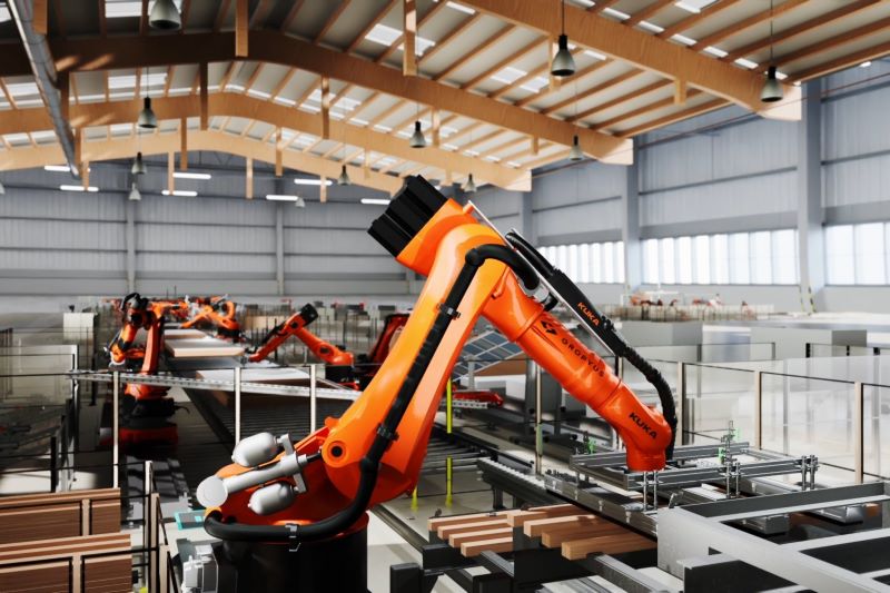 Gropyus setzt in seiner Smart Factory auf Automatisierung, Robotik und digitale Planung, um Baukosten langfristig zu senken. © Gropyus