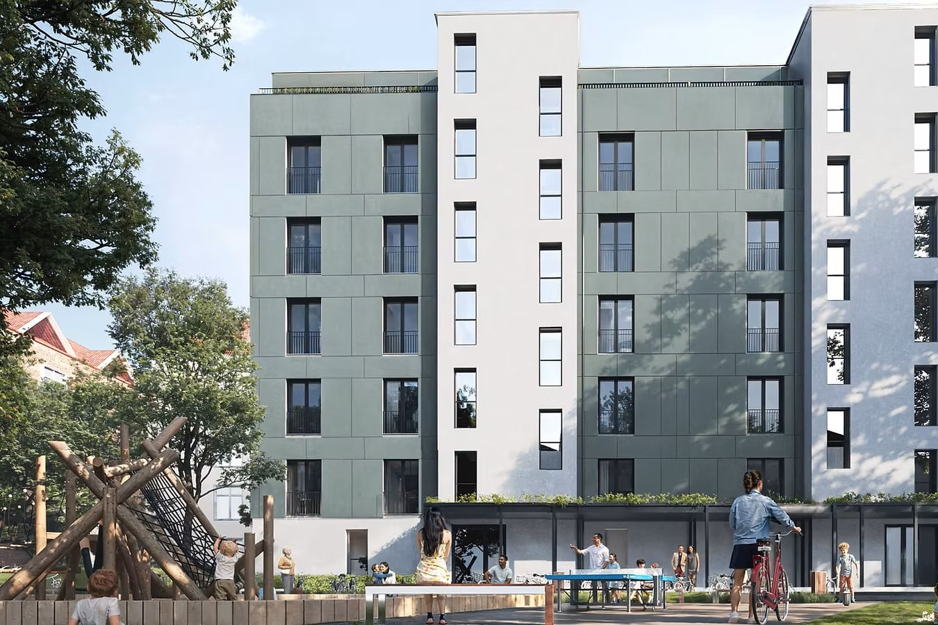 Das Wohnprojekt in Berlin-Wilmersdorf umfasst 27 Wohnungen und wird von Gropyus mithilfe serieller Holzbauweise realisiert. © Gropyus