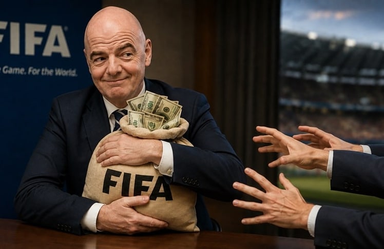 Womöglich nicht das letzte Bild von FIFA-Präsident Gianni Infantino und einem Geldbeutel, das wir per KI für Leadersnet generiert haben