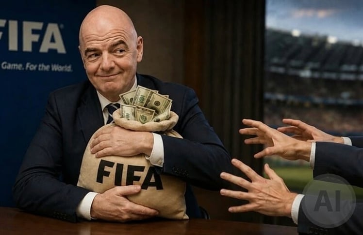 Womöglich nicht das letzte Bild von FIFA-Präsident Gianni Infantino und einem Geldbeutel, das wir per KI für Leadersnet generiert haben
