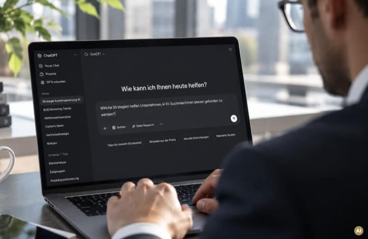 KI-Suche am Arbeitsplatz: Laut einer YouGov-Umfrage erwarten 55 Prozent der Befragten, dass KI-Tools für die Kundengewinnung an Bedeutung gewinnen.