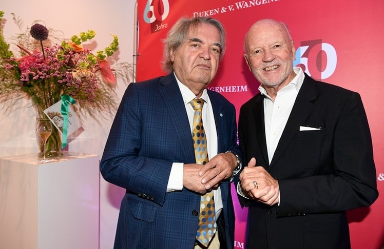 Helmut Markwort und Detlev Freiherr von Wangenheim am Mittwoch, 16. September 2026 beim 60-jährigen Jubiläum von Duken & v. Wangenheim in München