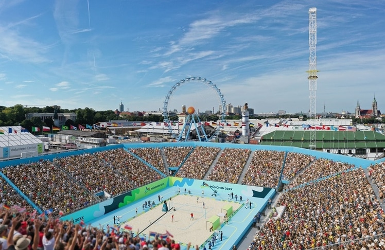 So stellt sich das Münchner Olympia-Konzept ein Beachvolleyball-Match im Rahmen der Sommerspiele, möglicherweise "schon" 2036, vor