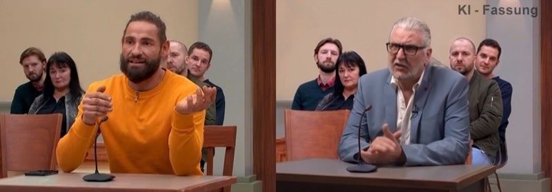 Selbes Publikum, neuer Angeklagter: Ein Vorher-Nachher-Vergleich (Bild: RTL / Constantin Film)